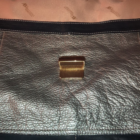 AB A BELLUCCI MADE IN I TALY LEATHER GRAY/TAN HANDBAG - Picture 10 of 10